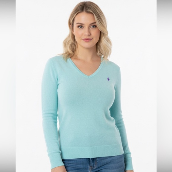 Polo Ralph Lauren Sweaters - Polo by Ralph Lauren Light Blue V-Neck Sweater